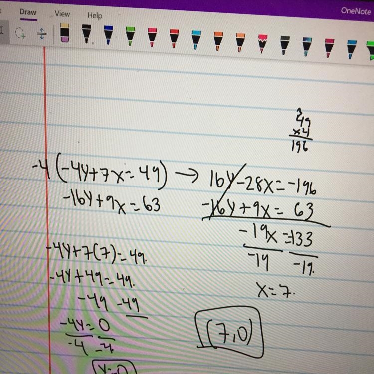 -4y+7x=49 -16y+9x=63-example-1