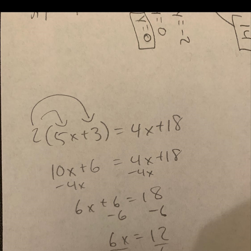 2(5x+3)=4x+18 how would i solve this problem-example-1