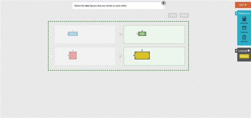 Select the two figures that are similar to each other.-example-1