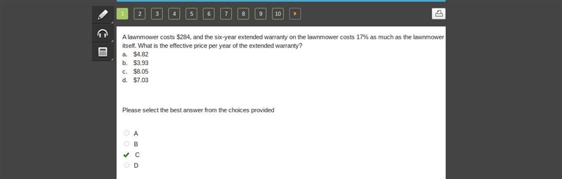 A lawnmower costs $284, and the six-year extended warranty on the lawnmower costs-example-1