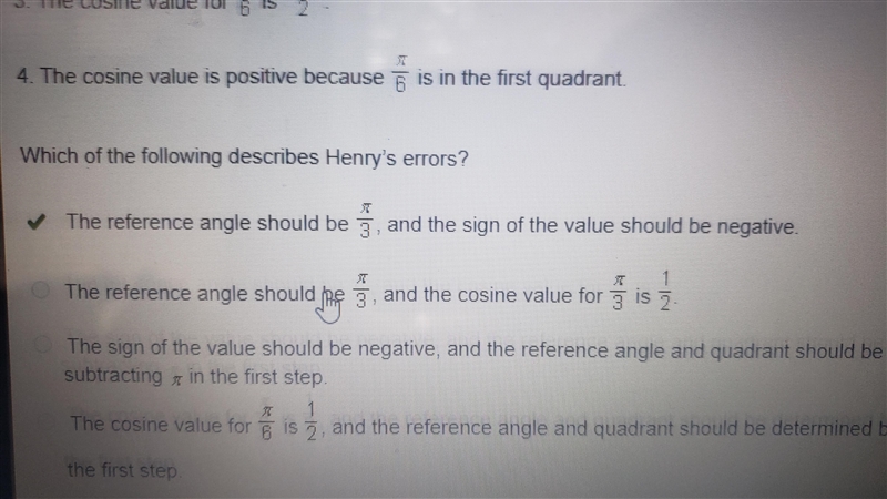 Henry is asked to find the exact value of cos 10pi/3. His steps are shown below. 1. Subtract-example-1