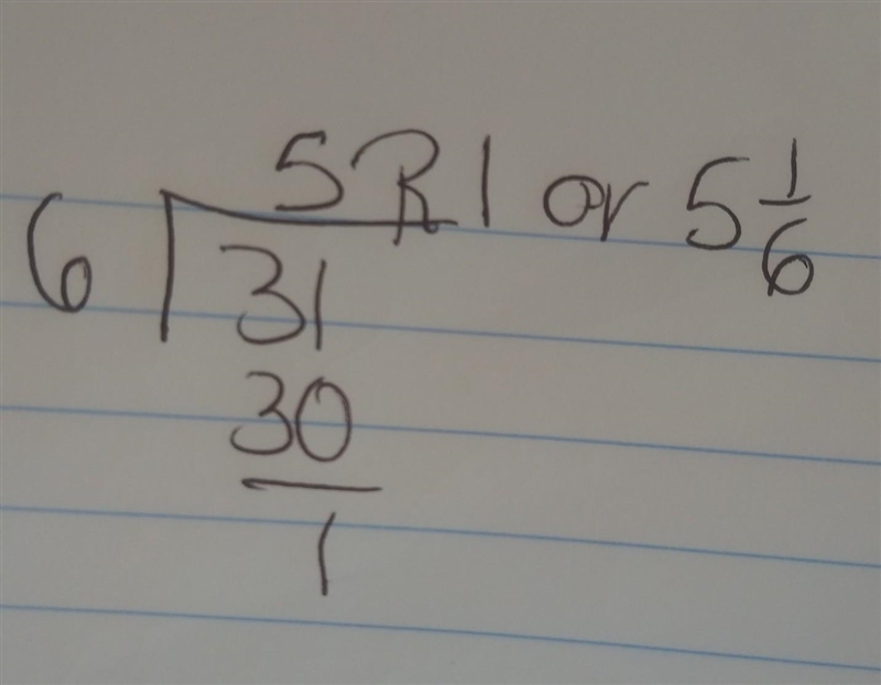 How many times do 6 go into 31-example-1