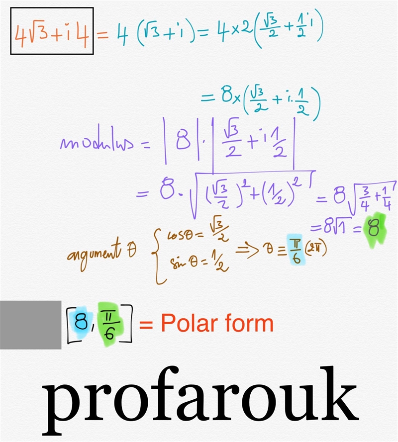 Find the modulus and argument of the following complex number and Express them in-example-1