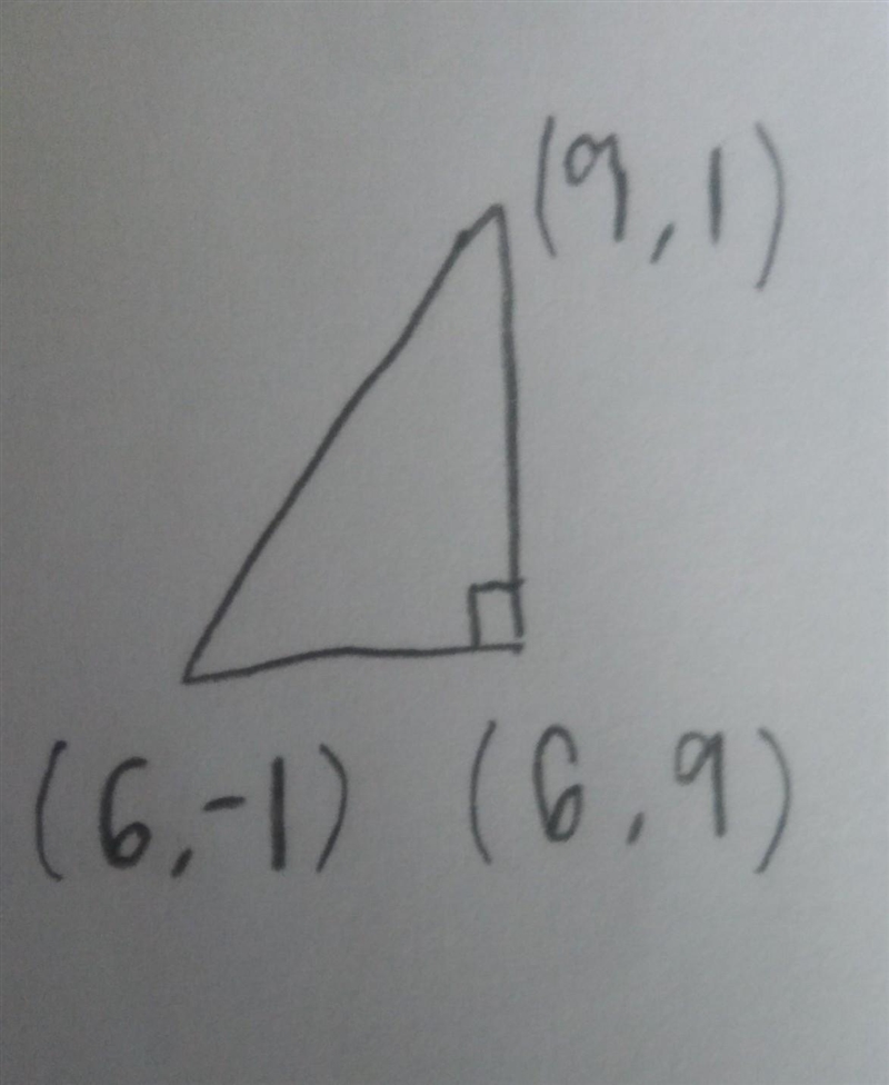 two vertices of a right triangle have coordinates (9,1) and (6,-1) select each ordered-example-1