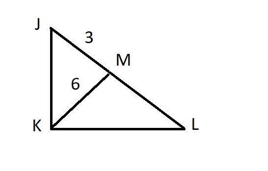 Triangle J K L is shown. Angle J K L is a right angle. An altitude is drawn from point-example-1