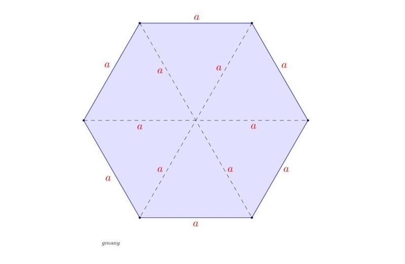 Find the area of the regular hexagon if a side is 20 cm.-example-1