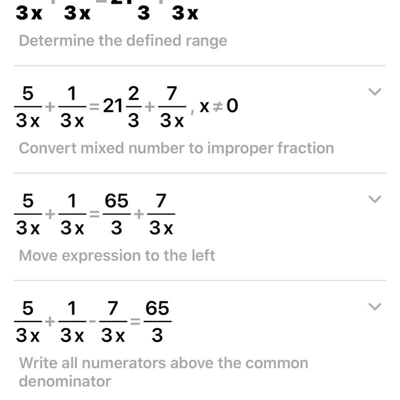 5/3x + 1/3x = 21 2/3 + 7/3x-example-1