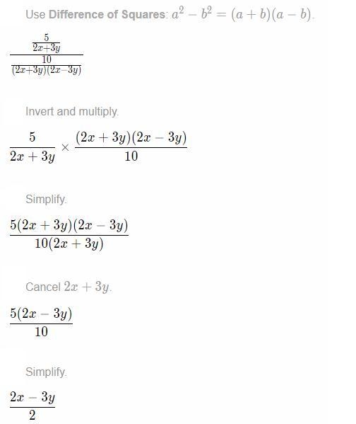 Perform the indicated operation 5/2x+3y divided by 10/4x^2-9y^2-example-1