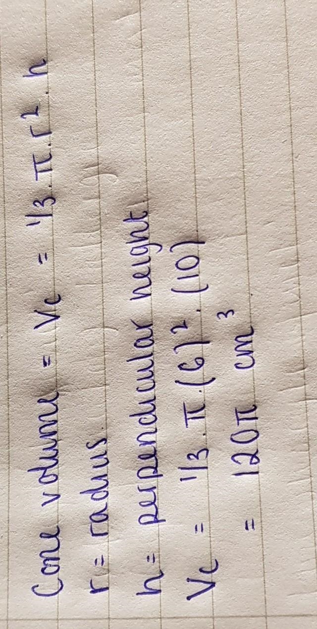 What is the volume of this oblique cone? A. 12 π cm^3 B. 40 π cm^3 C. 60 π cm^3 D-example-1