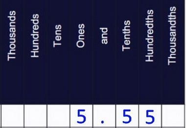 Model the number 5.55 on the place value chart-example-1