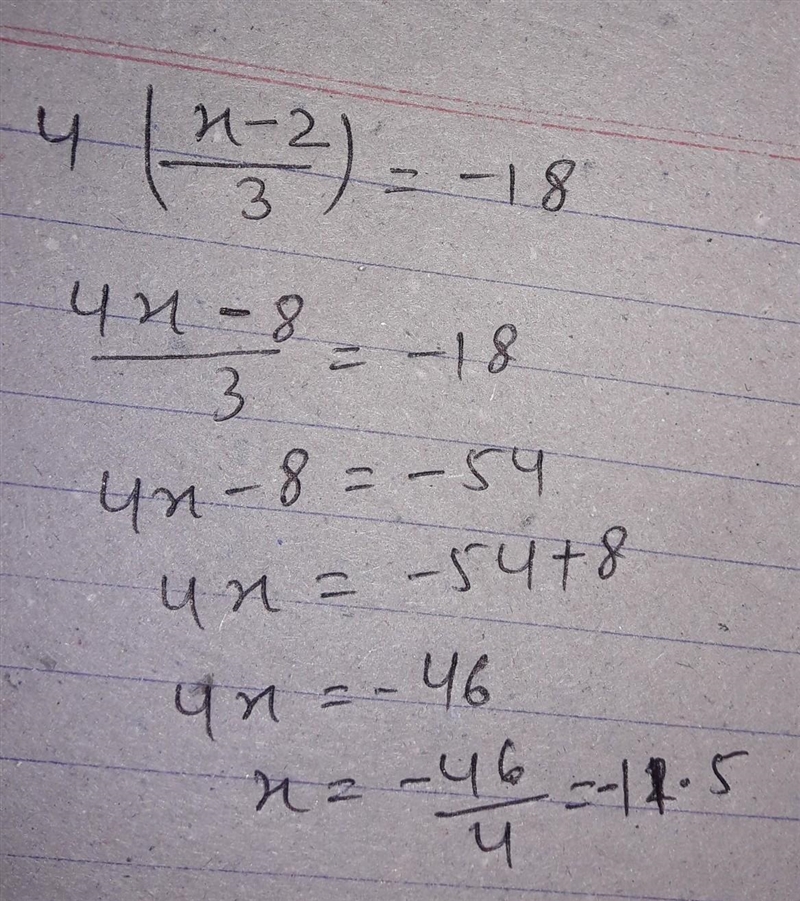 If 4 (x-2/3) = -18, what is the value of 2x-example-1