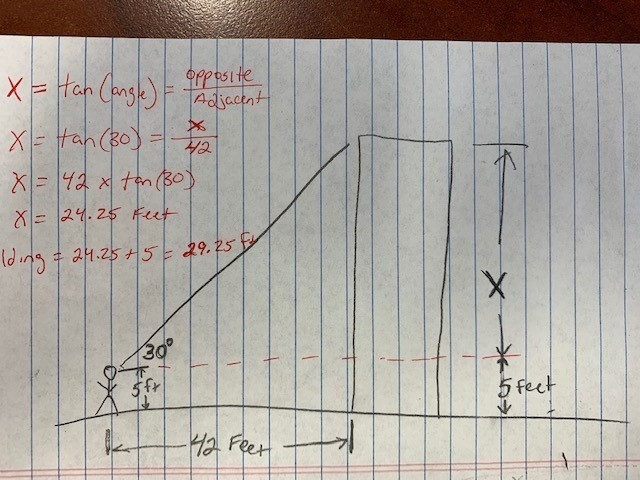 Please explain to me how you would label the diagram and how you would get how tall-example-1