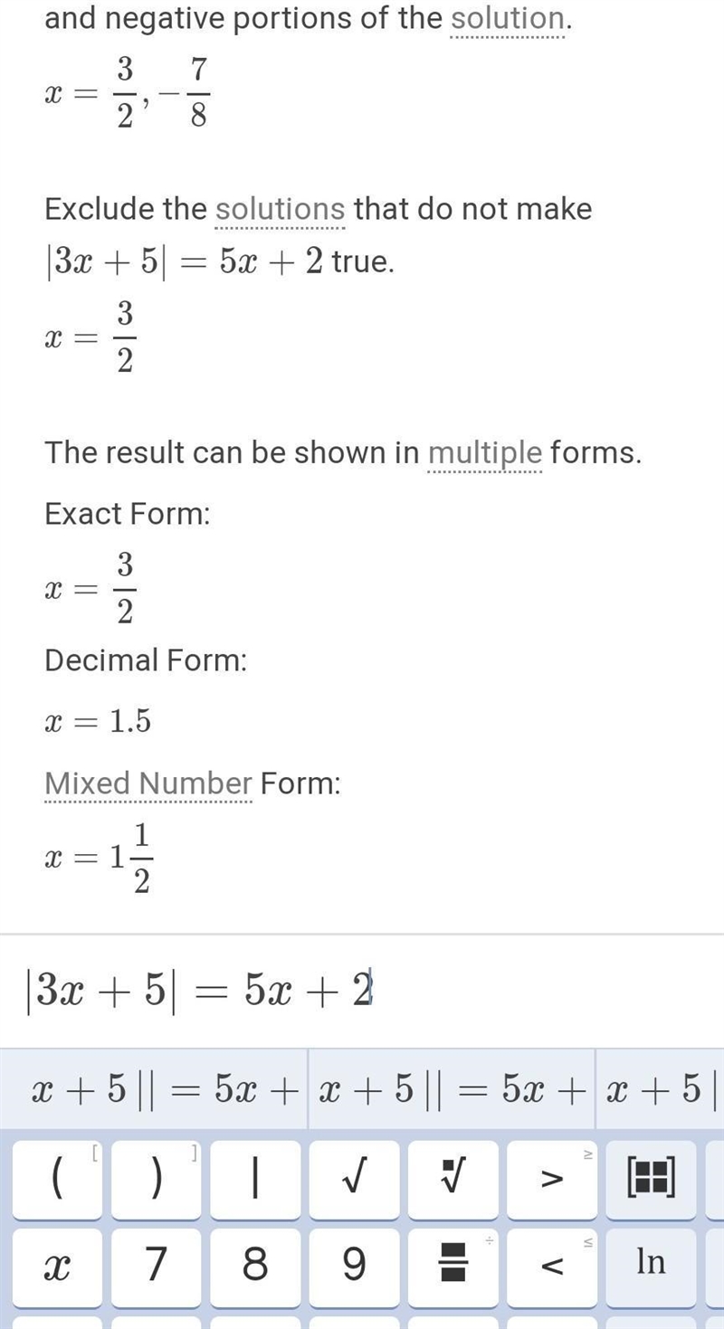 What is the solution of |3x+5|=5x+2-example-1