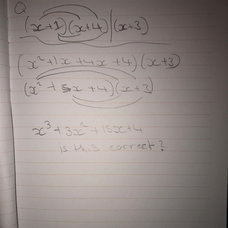 Expand and simplify (x + 1) (x + 4) (x + 3)-example-1