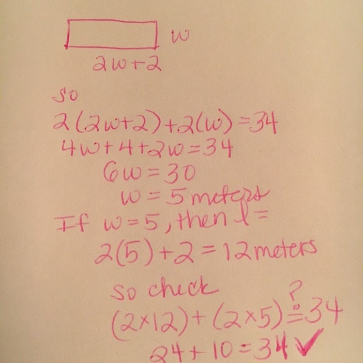 the perimeter of a rectangle is twice the sum of its length and its width. The perimeter-example-1