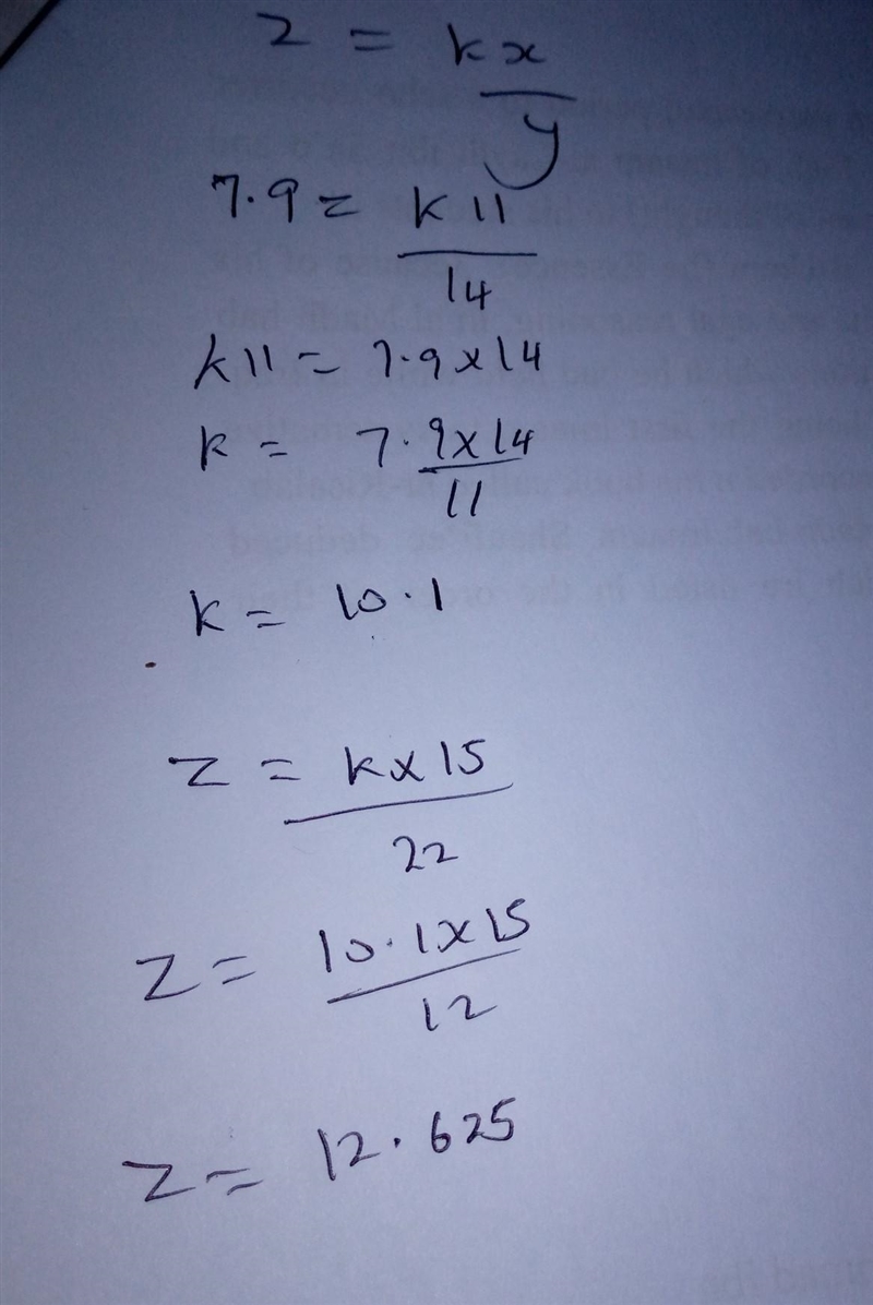 The variable z is directly proportional to x, and inversely proportional to y. When-example-1