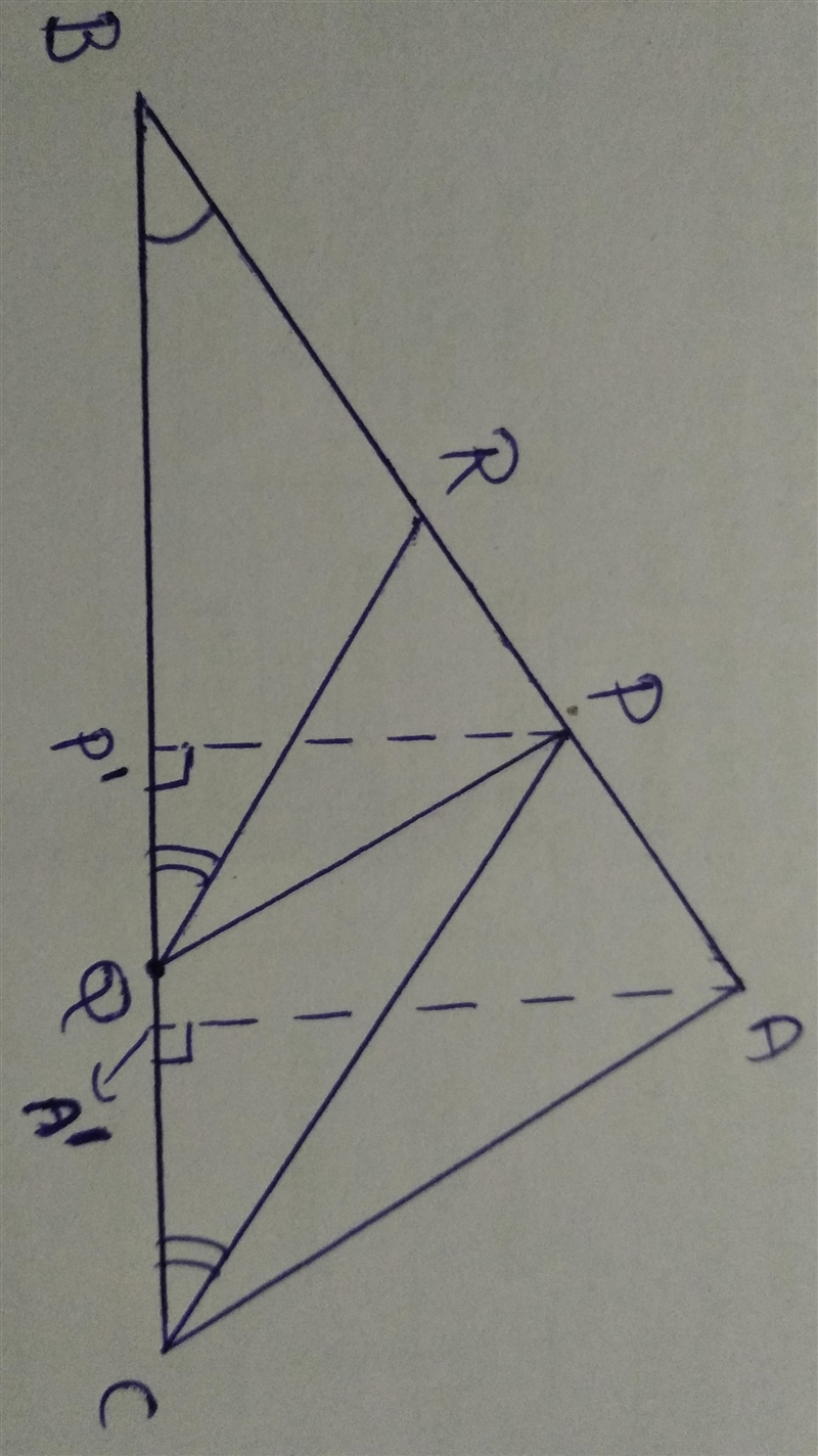 In △ABC, point P∈AB so that AP:BP=1:2. Point R ∈ PB that PR:BR=1:2. Point Q∈BC so-example-1