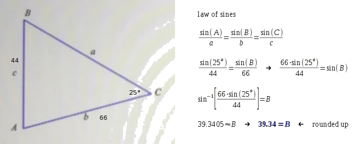 Please help me I have to solve the triangle with the law of sines-example-1