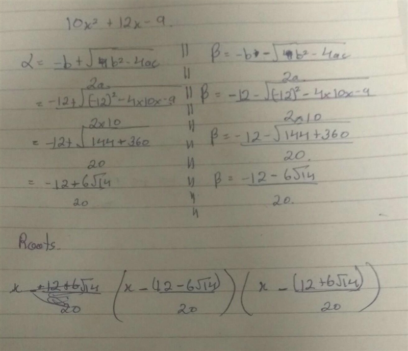 What are the roots of x in - 10x2 + 12x - 9 = 0?​-example-1