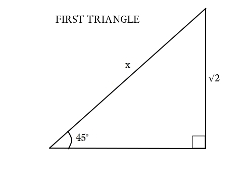 What is the value of y? A right triangle has a vertical leg labeled square root of-example-1