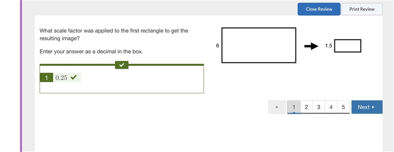 What scale factor was applied to the first rectangle to get the resulting image? Enter-example-1