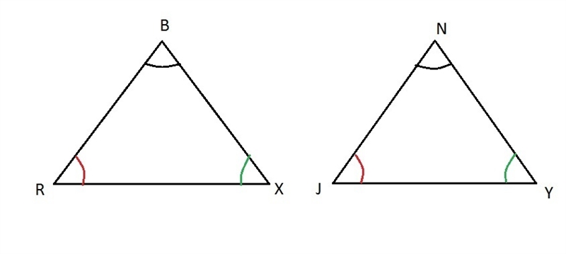 Complete the similarity statement for the two triangles shown. Enter your answer in-example-1