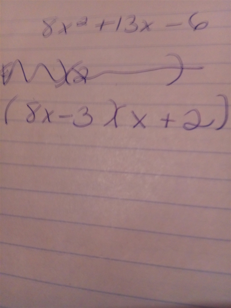 Which expression is the factorization of 8x^2+13x-6?-example-1