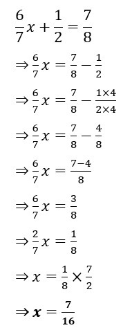 Which steps can be used to solve 6/7x+1/2=7/8-example-1