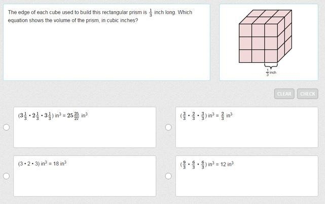 The edge of each cube used to build this rectangular prism is 13 1 3 inch long. Which-example-1