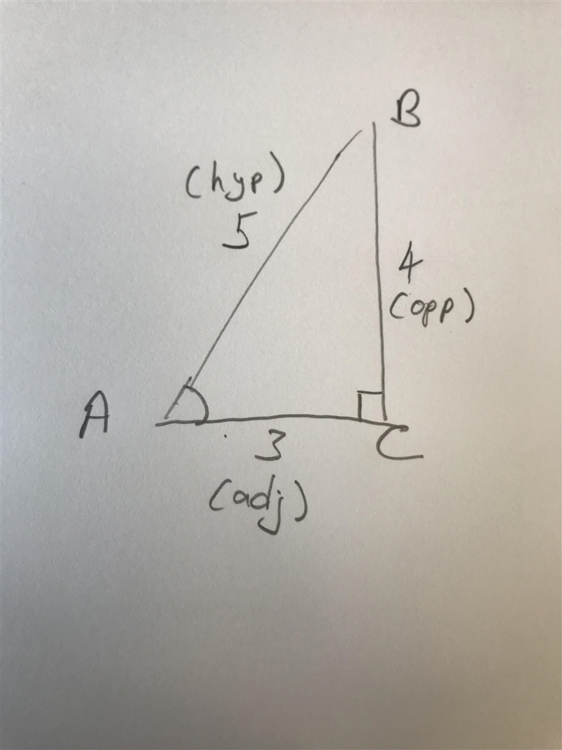 In ∆ABC, if sin A = 4/5 and tan A = 4/3 , then what is cos A? A. 3/5 B. 4/5 C. 3/4 D-example-1