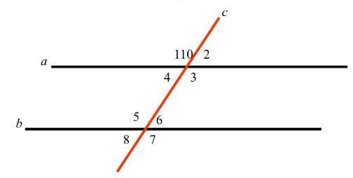 Lines a and b are parallel. What is the measure of <8 if <1 measures 110 A)35 B-example-1