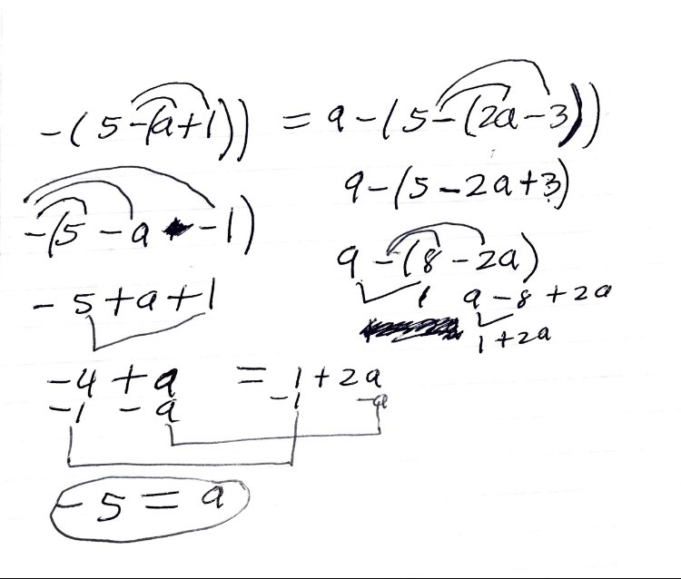 Which is the solution to the equation -(5-(a+1))=9-(5-(2a-3))-example-1