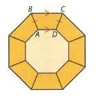 The window frame is a regular octagon. It is made from eight pieces of wood shaped-example-1