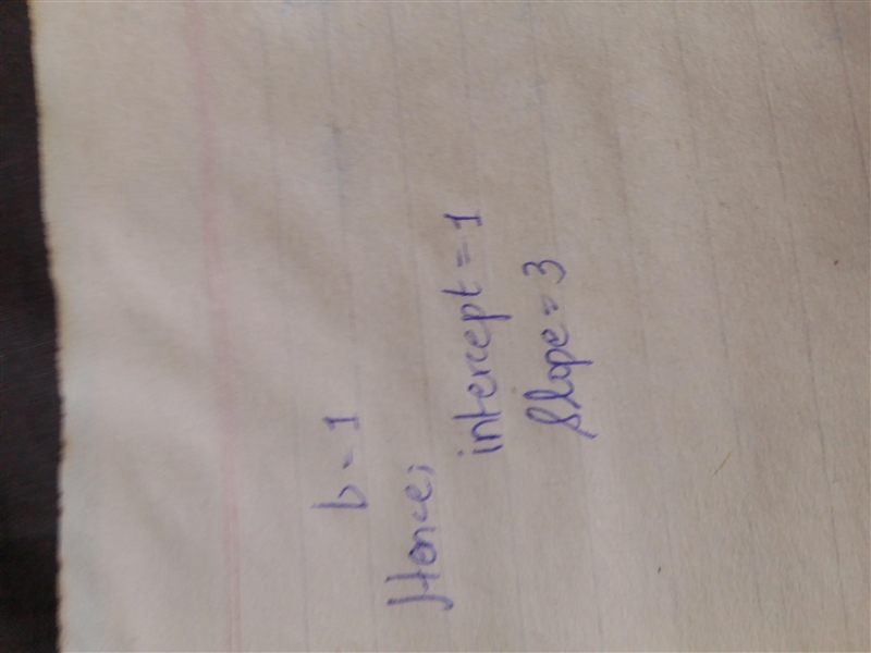 Identify the slope and line intercept for y = 3x + 1 hs The slope is: The intercept-example-2