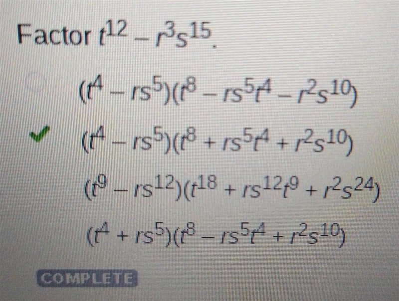 Factor t^12-r^3s^15.-example-1