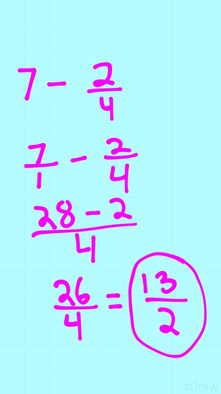 Calculate the following equation: 7 subtract 2/4-example-1