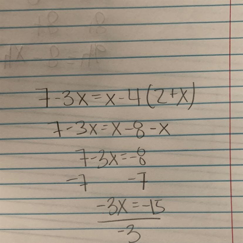 7-3x=x-4(2+x) please help-example-1