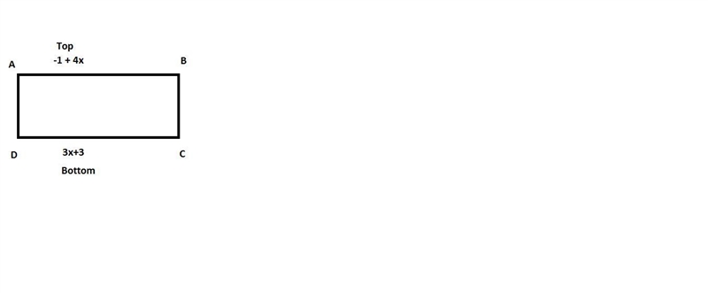 It is a rectangle and I need to get x and the top is -1+4x and the bottom is 3x+3 I-example-1