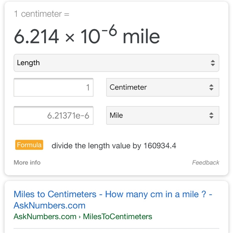 If 1 km = 0.621 miles, how many miles are in a centimeter-example-1