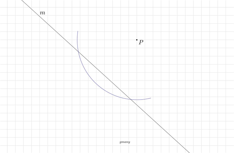 What is the first step in the construction of a perpendicular line from point p to-example-1