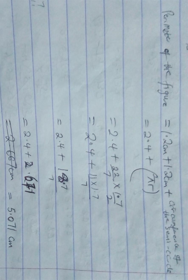 If the diameter of the semicircle is 1.7 centimeters, what is the perimeter of this-example-1