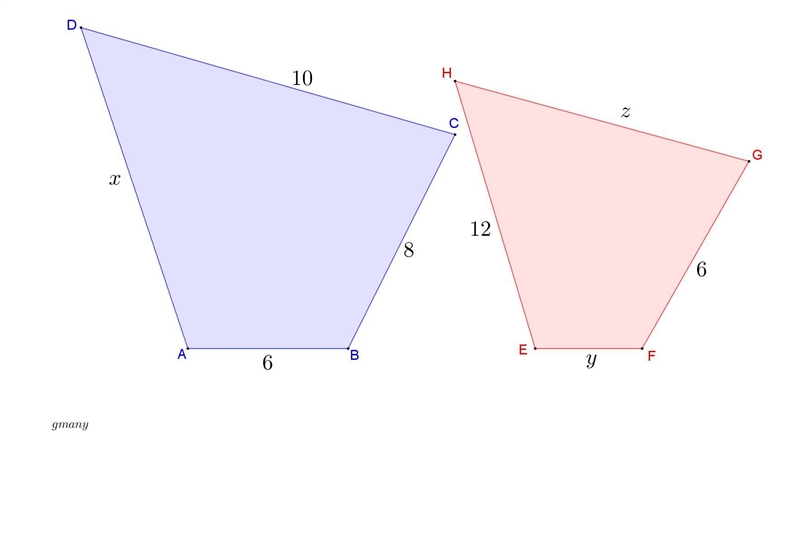 The polygons below are similar. Find the value of z. Polygons ABCD and EFGH are shown-example-1