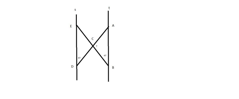 NEED AN ANSWER ASAP!!!! Lines s and t are parallel. picture not drawn to scale What-example-1