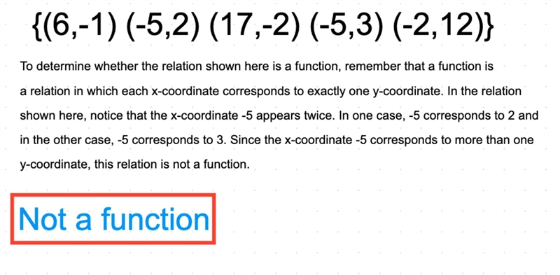 6,-1 -5,2 17,-2 -5,3 -2,12 is it a function ?-example-1