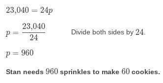 stans cookie recipe makesz 24 cookies and calls for exactly 384 sprinkles. he willl-example-1