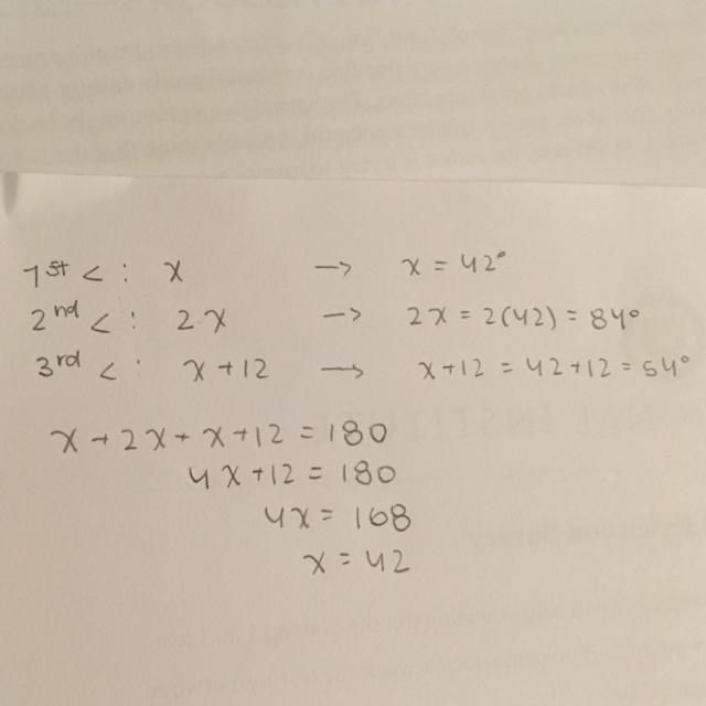 The second angle of a triangle is twice the measure of the first angle. The third-example-1