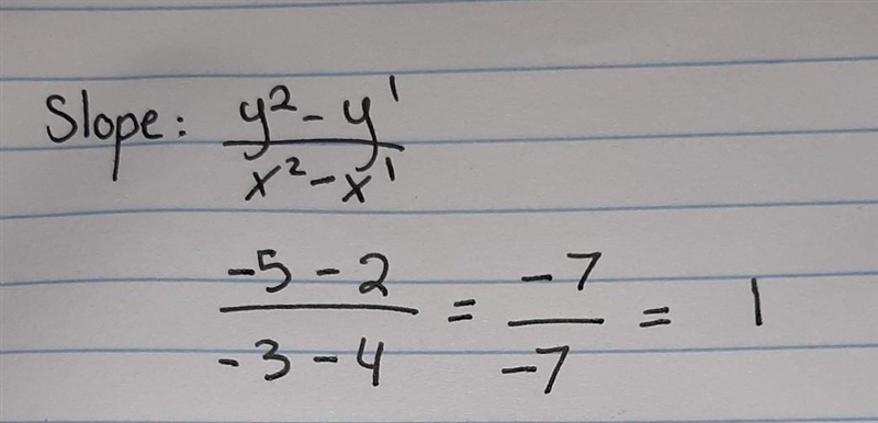 Find the slope of the line that passes through the points (4, 2) and (­-3, ­-5)-example-1