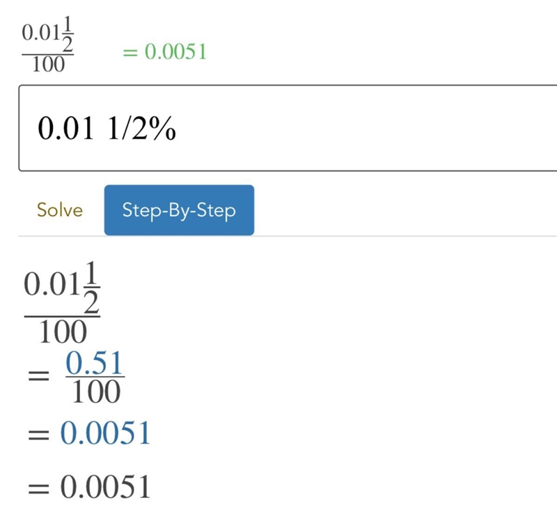 What is 0.01 1/2% as a decimal? Can you please explain how you got the answer? :)-example-1