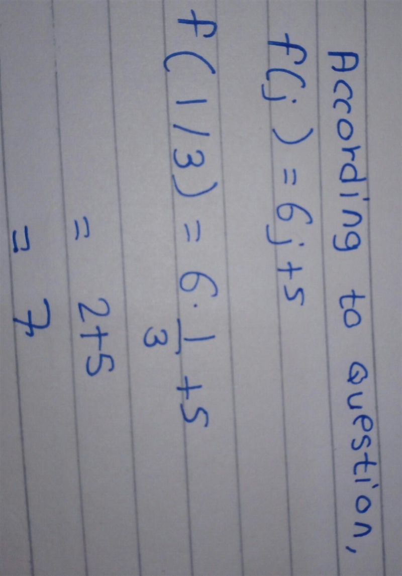 F(j)=6j+5. Find f(1/3)-example-1