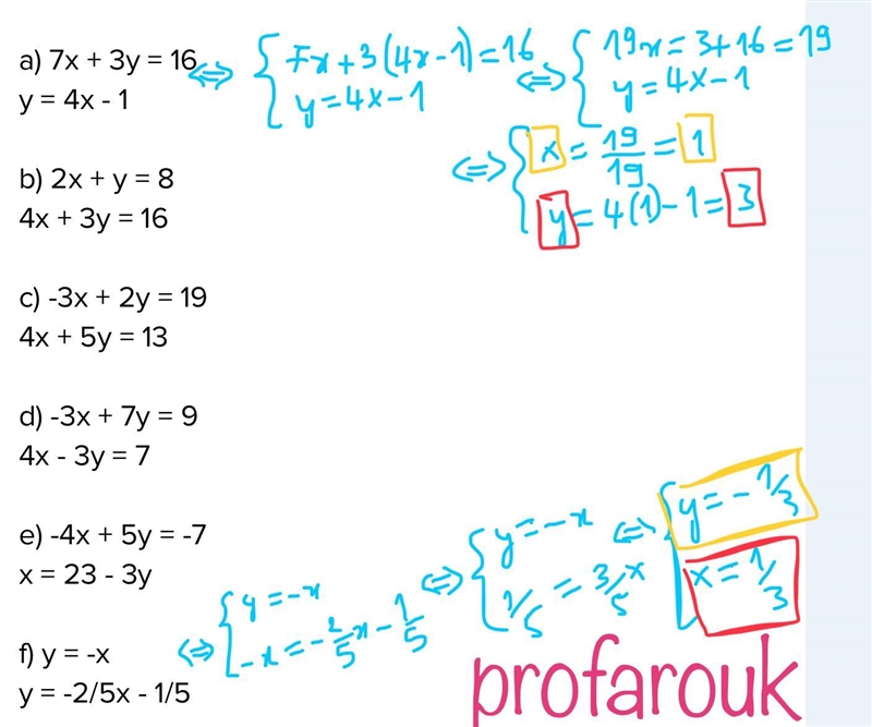 Solve the following simultaneous equations using an appropriate method. a) 7x + 3y-example-1